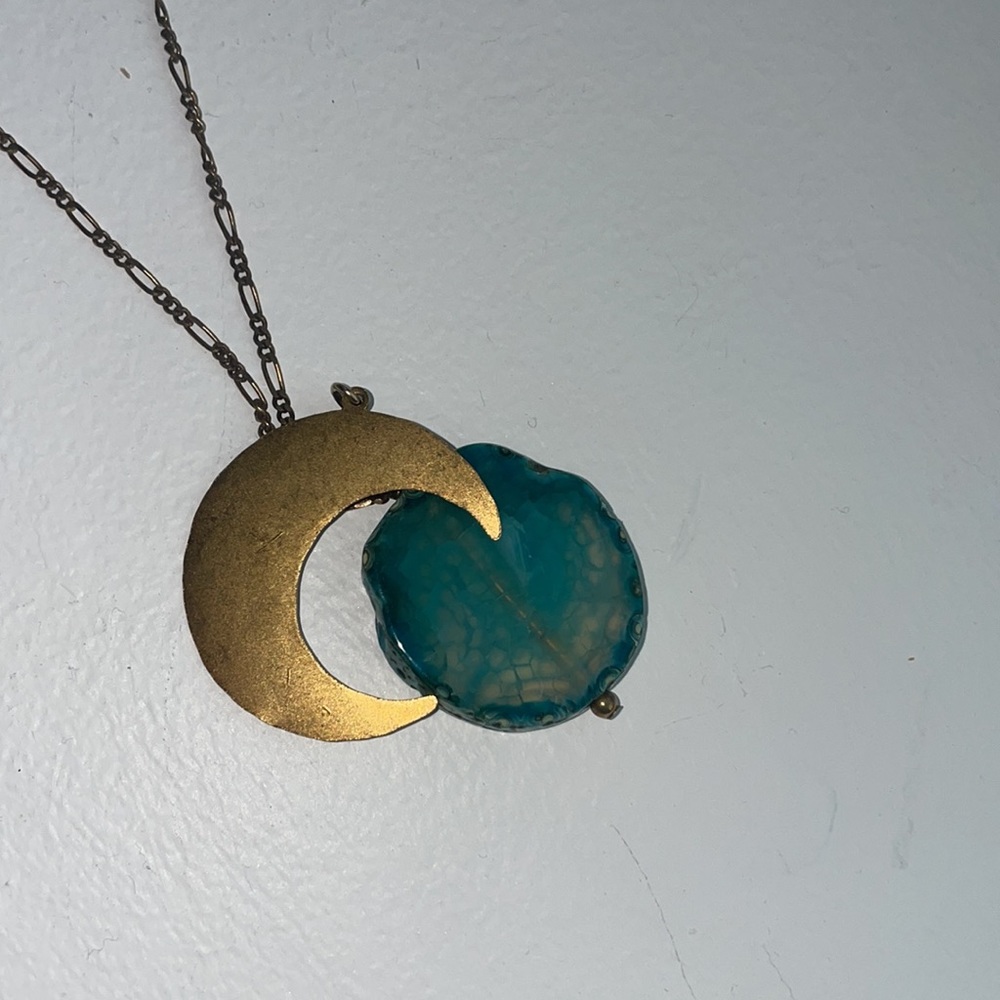 New turquoise and gold moon long necklace - Picture 4 of 6